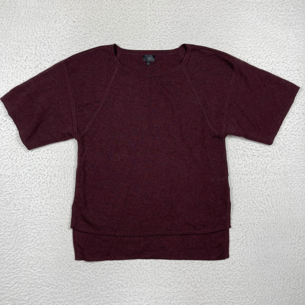 Banana Republic Sweater Womens L Burgundy Merino Wool Boxy Top Quiet Luxury
